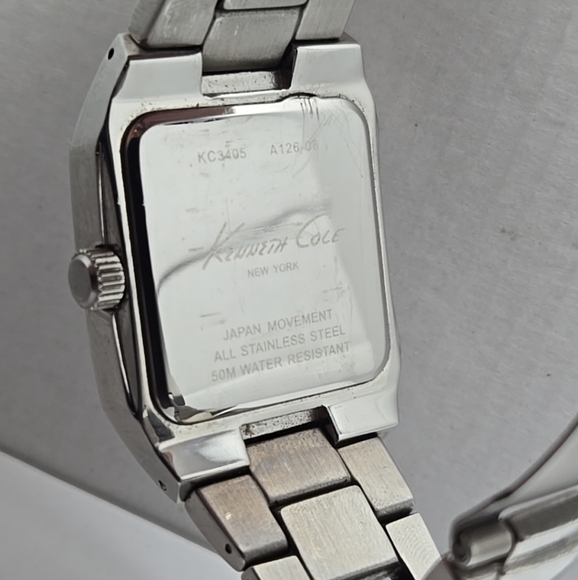 Mens Kenneth Cole 36mm Date Silver Tone Black Stainless Watch KC3405 New Battery - Picture 8 of 8